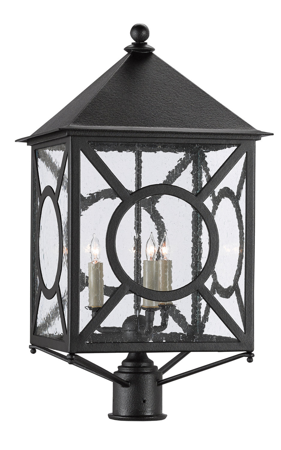 Currey and Company Three Light Post Mount from the Ripley collection in Midnight finish
