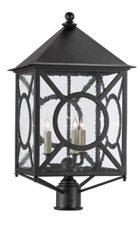 Currey and Company Three Light Post Mount from the Ripley collection in Midnight finish
