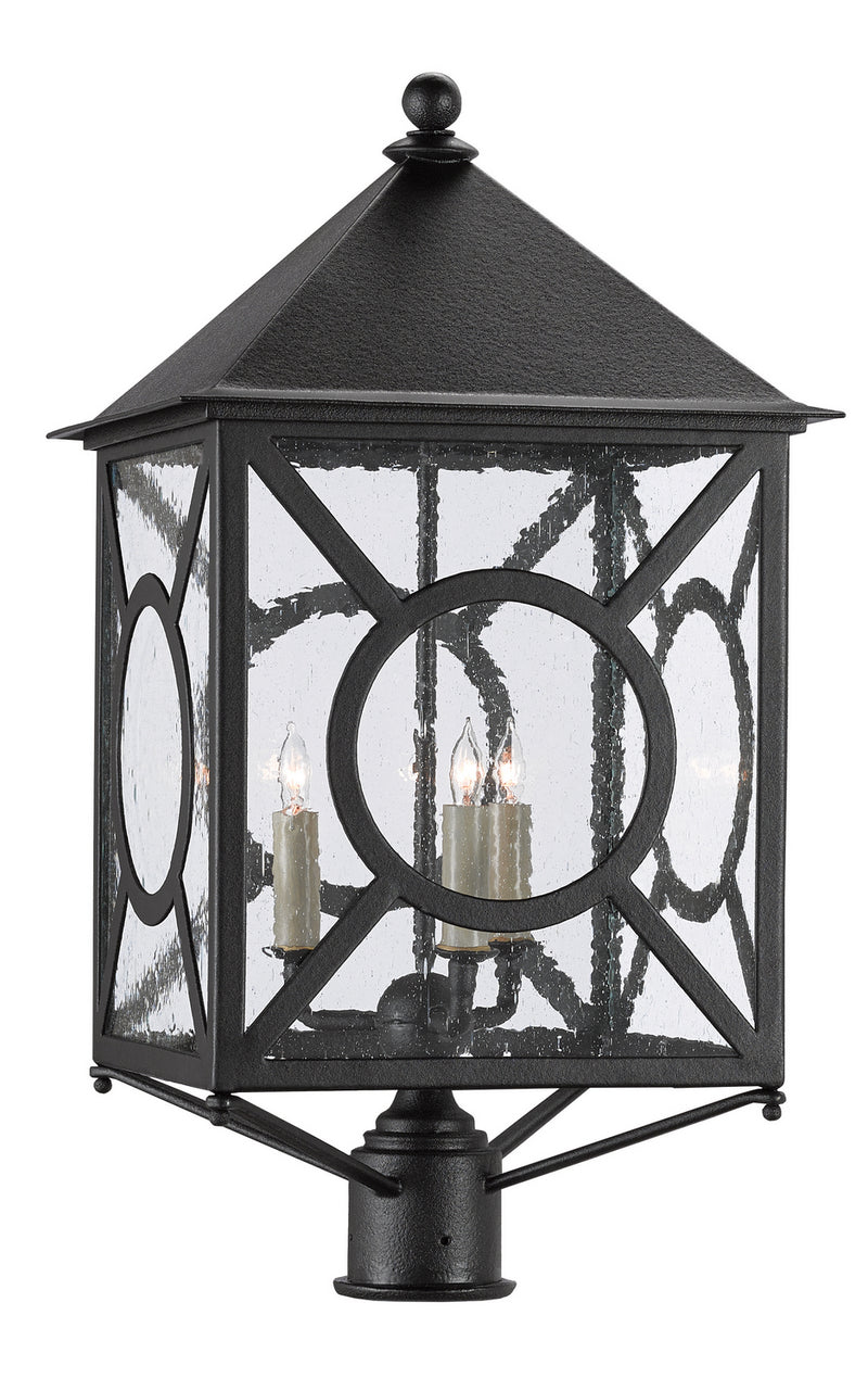 Currey and Company Three Light Post Mount from the Ripley collection in Midnight finish