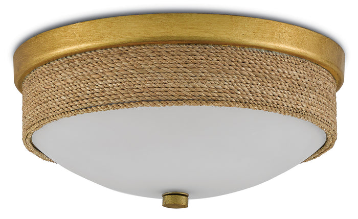 Currey and Company Two Light Flush Mount from the Hopkins collection in Natural/Contemporary Gold Leaf finish