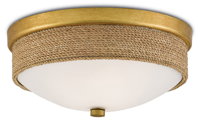 Currey and Company Two Light Flush Mount from the Hopkins collection in Natural/Contemporary Gold Leaf finish