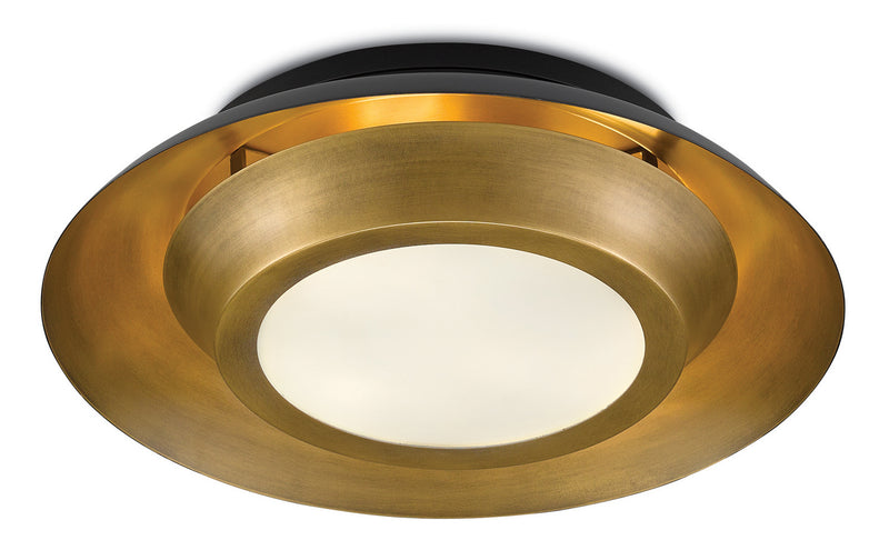 Currey and Company - 9999-0045 - Three Light Flush Mount - Antique Brass/Black