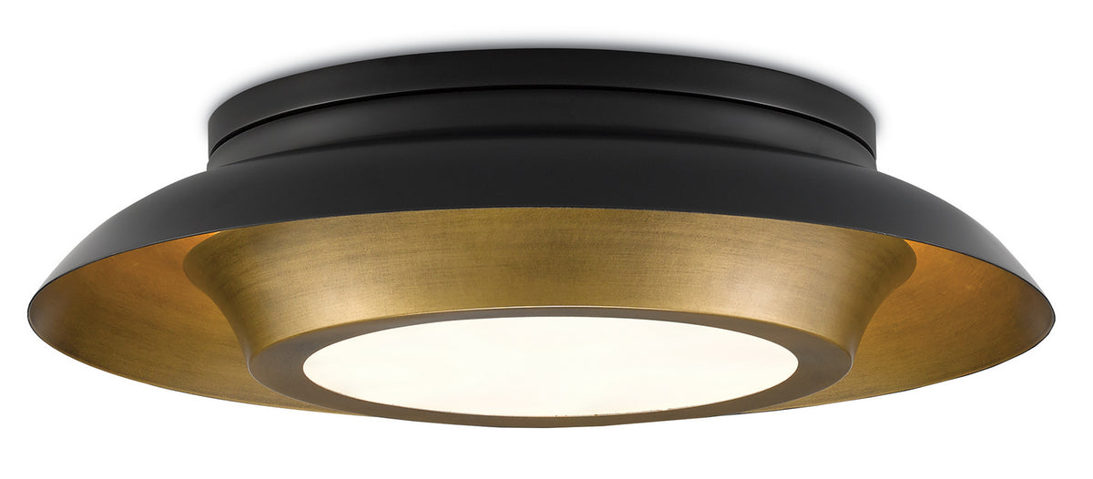 Currey and Company - 9999-0045 - Three Light Flush Mount - Antique Brass/Black
