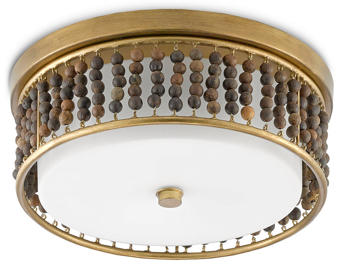 Currey and Company Two Light Flush Mount from the Ferber collection in Brass/Natural finish