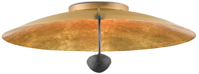Currey and Company - 9999-0049 - Two Light Flush Mount - Pinders Collection - Contemporary Gold Leaf/French Black