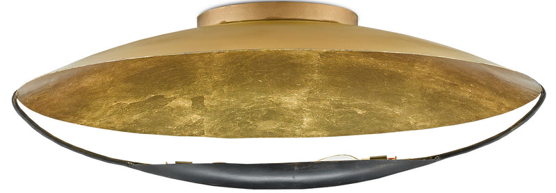 Currey and Company - 9999-0049 - Two Light Flush Mount - Pinders Collection - Contemporary Gold Leaf/French Black