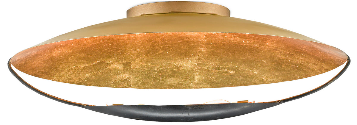 Currey and Company - 9999-0049 - Two Light Flush Mount - Pinders Collection - Contemporary Gold Leaf/French Black