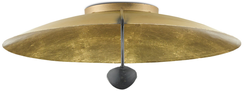 Currey and Company - 9999-0049 - Two Light Flush Mount - Pinders Collection - Contemporary Gold Leaf/French Black