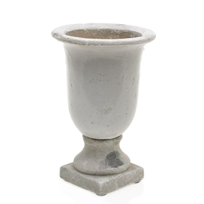 Concrete urn planter on a white background