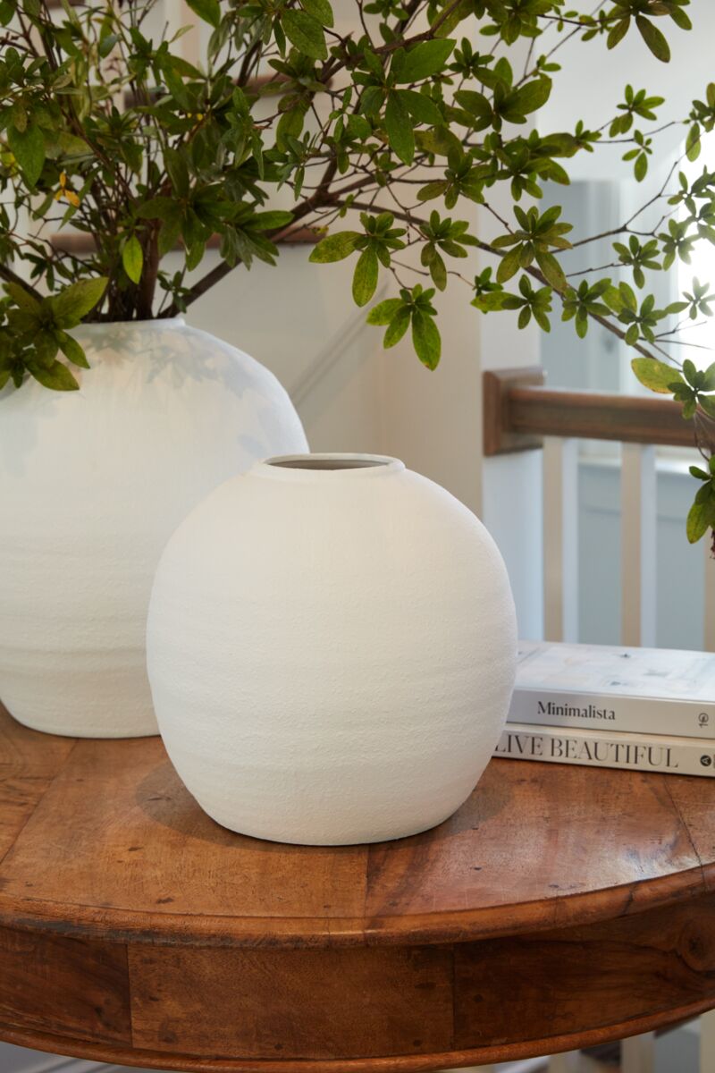 Design Shop White Konos Vase, 11.5" X 10.75".