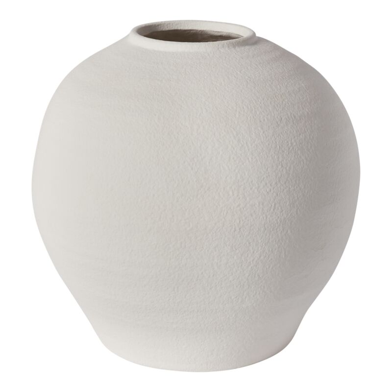 Design Shop White Konos Vase, 14.5" X 14".