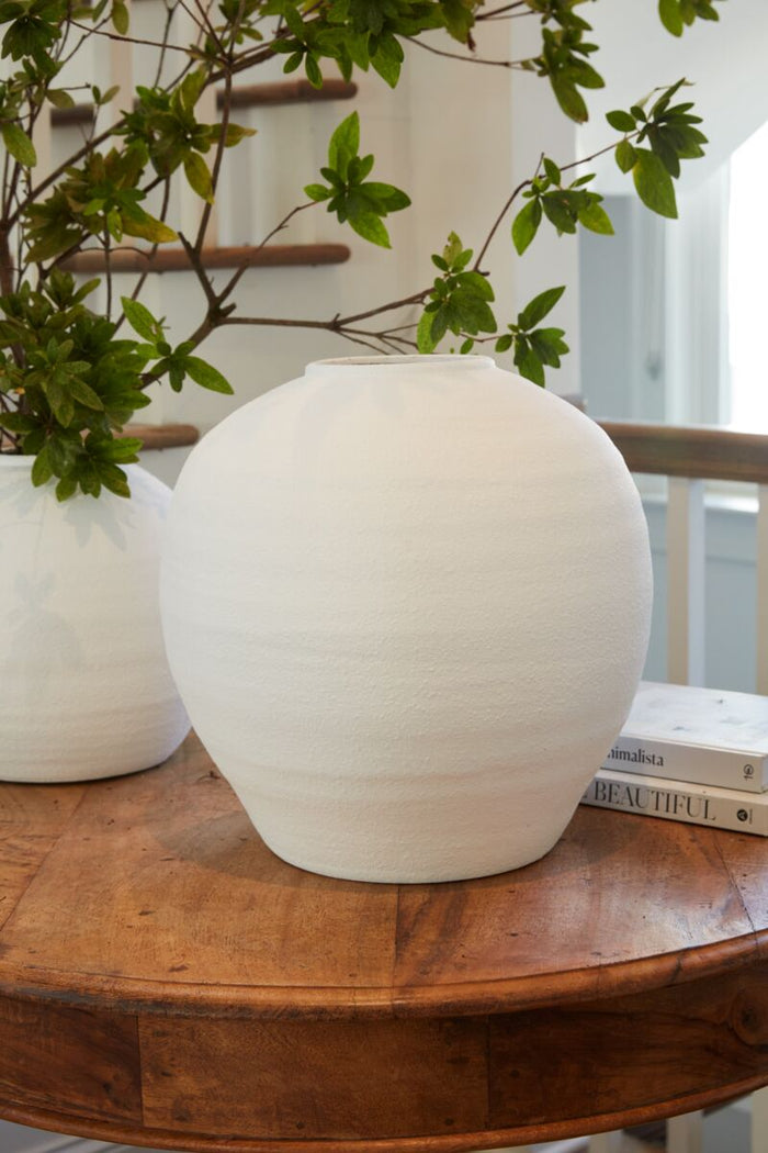 Design Shop White Konos Vase, 14.5" X 14".