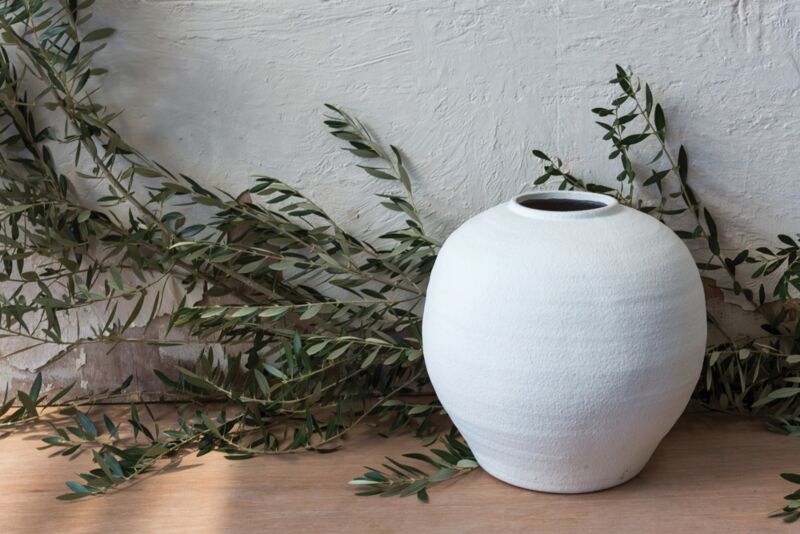 Design Shop White Konos Vase, 14.5" X 14".
