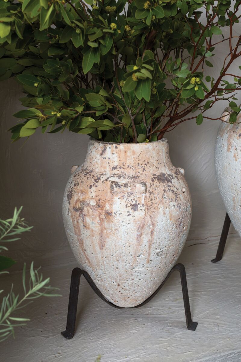Design Shop White Tuscan Plant Stand, 11.5" X 17.5".
