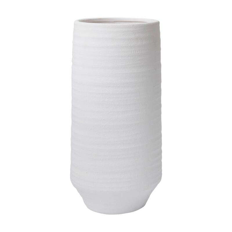 Design Shop White Andrade Collection Vase, 9" X 20".