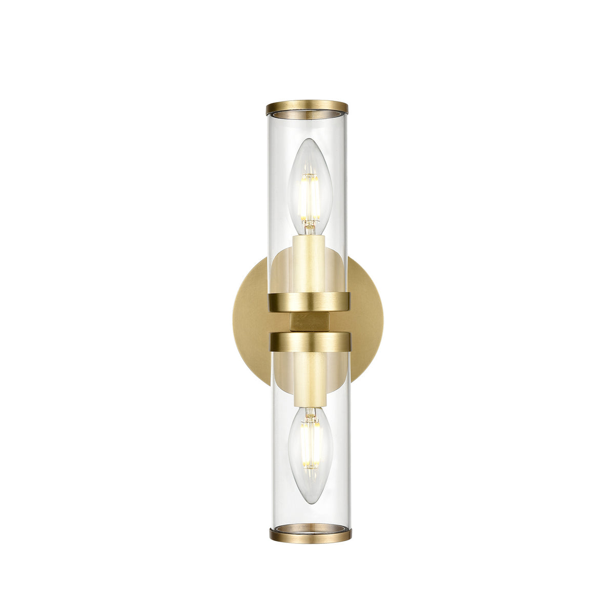 Alora Two Light Wall Sconce from the Revolve collection in Clear Glass/Natural Brass|Clear Glass/Polished Nickel|Clear Glass/Urban Bronze finish