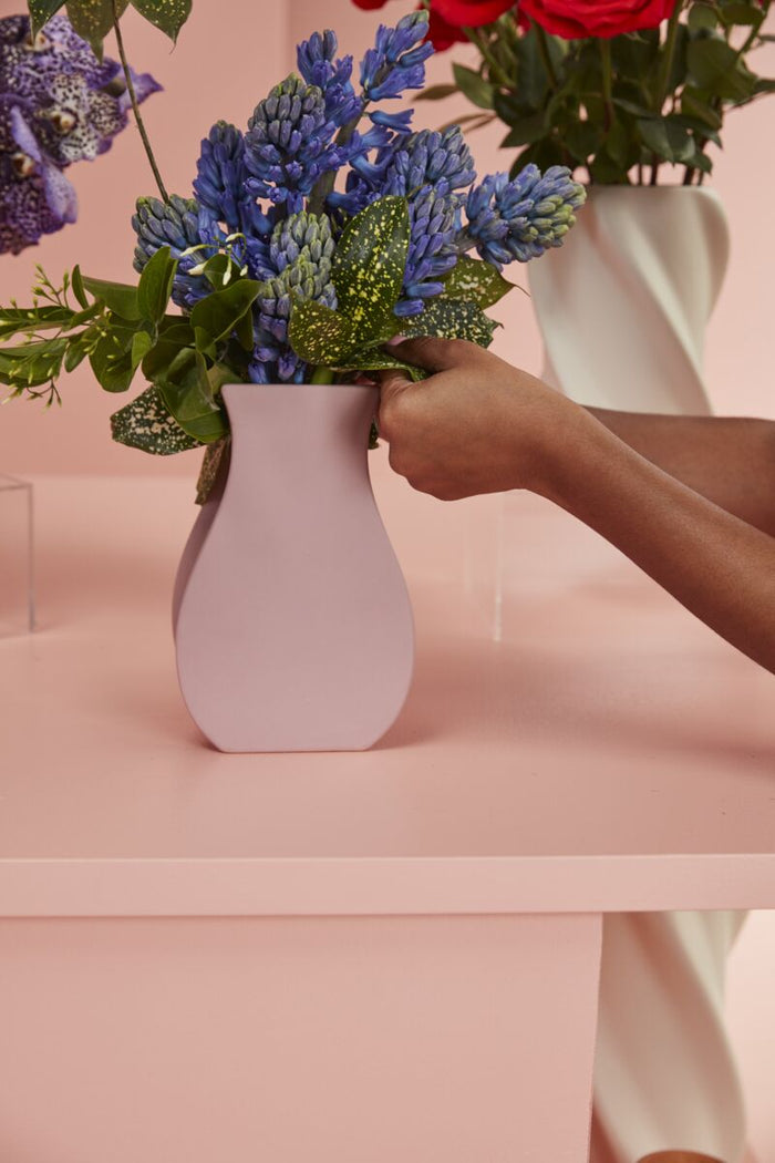 Design Shop Pink Outline Vase Hourglass, 5" X 8"