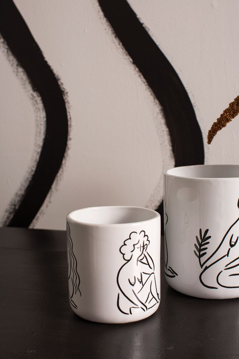 Design Shop White Intuition Pot, 4" X 4", Set of 2.