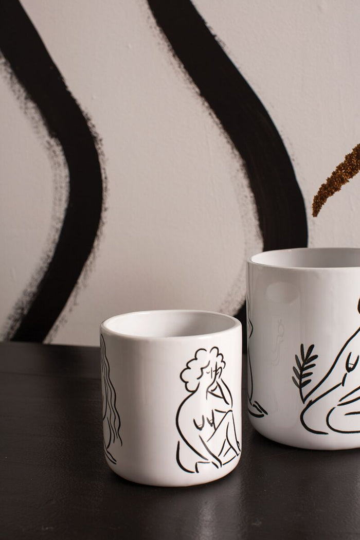 Design Shop White Intuition Pot, 4" X 4", Set of 2.