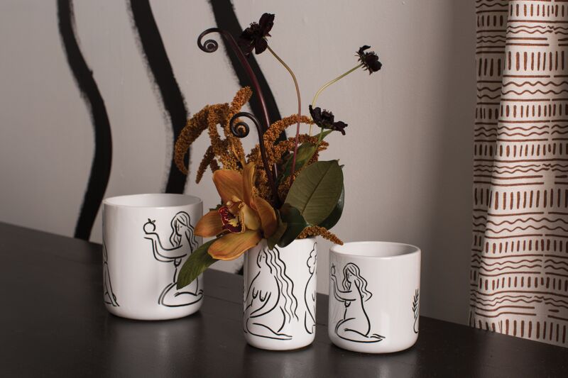 Design Shop White Intuition Pot, 5" X 5.5", Set of 2.