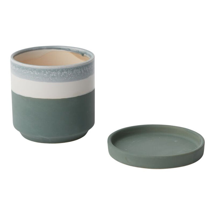 Design Shop Blue Greer Pot, 5" X 4.5", Set of 2.