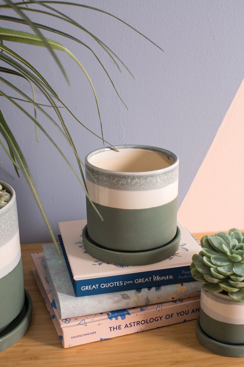 Design Shop Blue Greer Pot, 5" X 4.5", Set of 2.