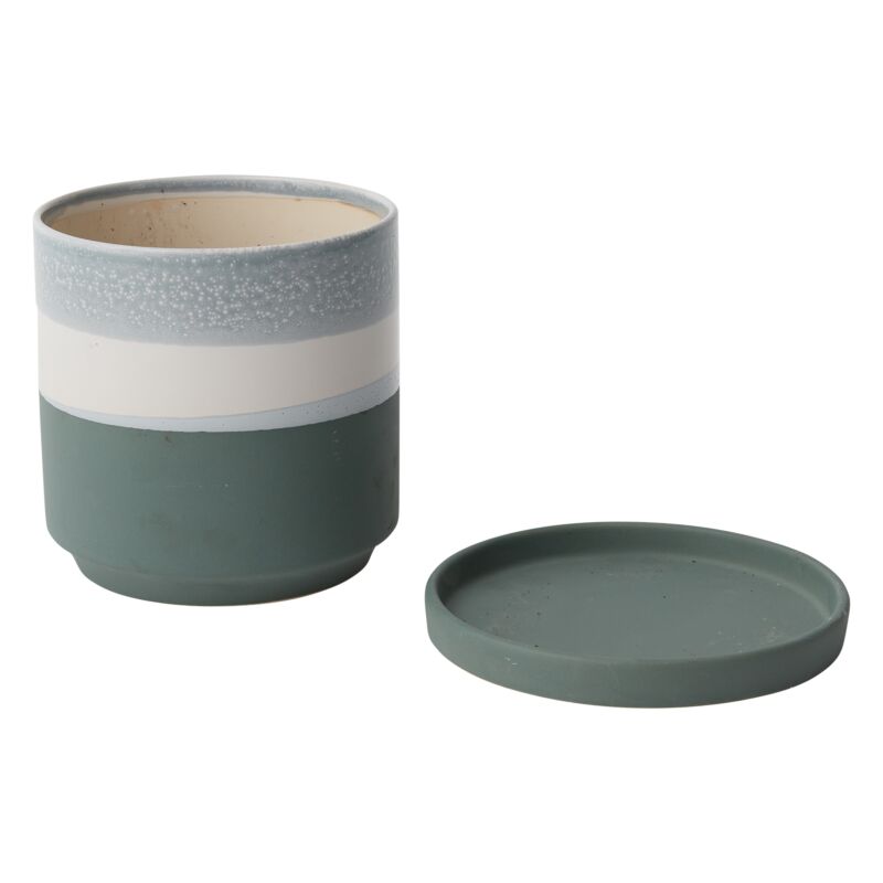 Design Shop Blue Greer Pot, 7" X 6.5".