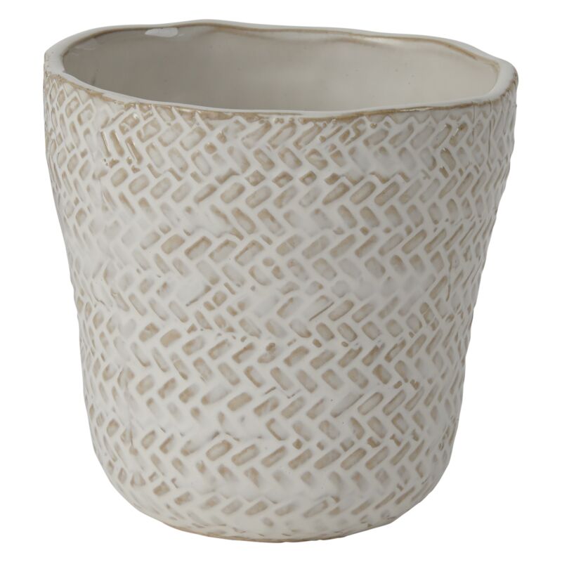 Design Shop White Amstel Pot, 4.25" X 4.25", Set of 4.