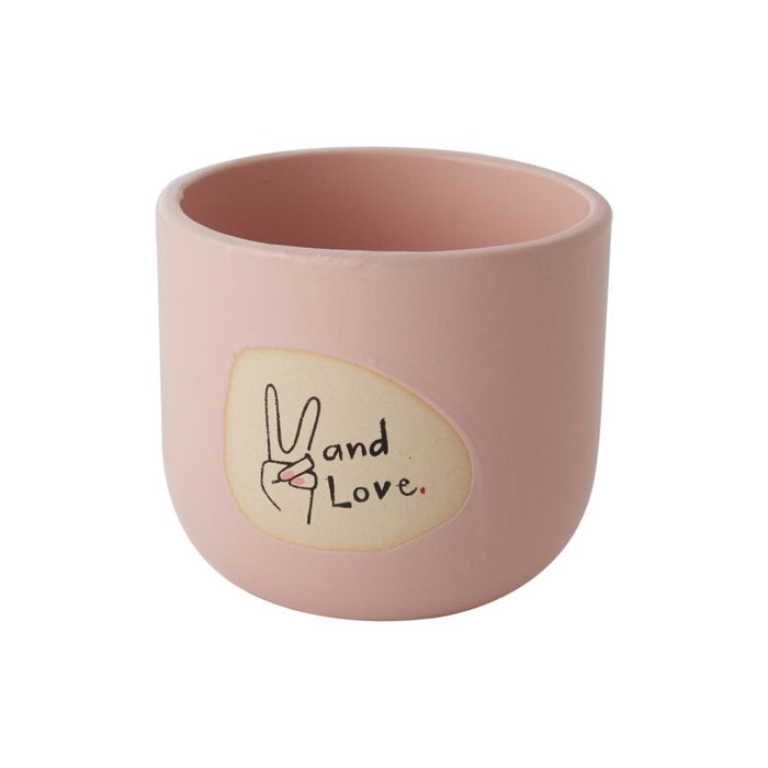 Design Shop Light-Pink Peace and Love Pot, 4" X 3.5", Set of 2.