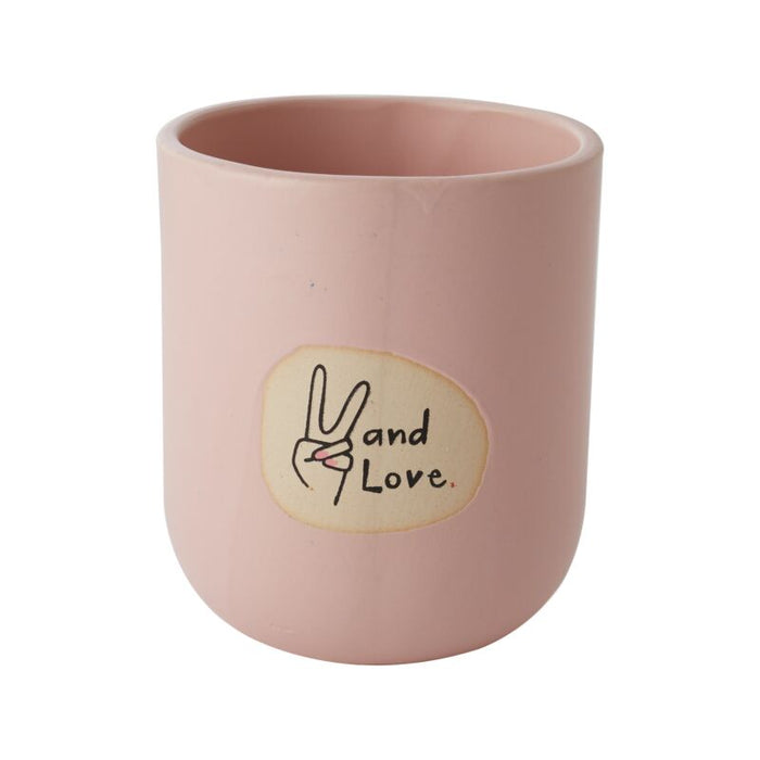 Design Shop Light-Pink Peace and Love Pot, 4" X 4.75", Set of 2.
