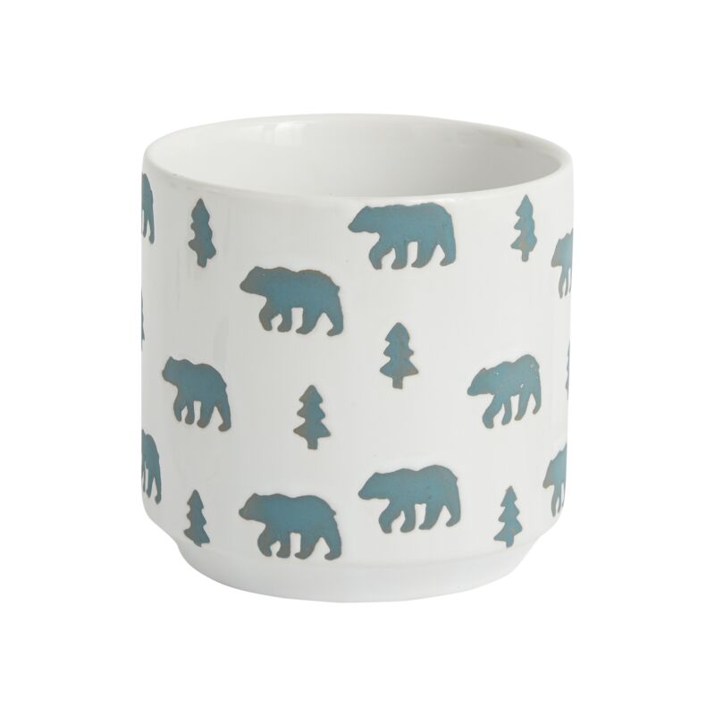 Design Shop White Grizzly Pot, 4.5" X 4.5", Set of 2.