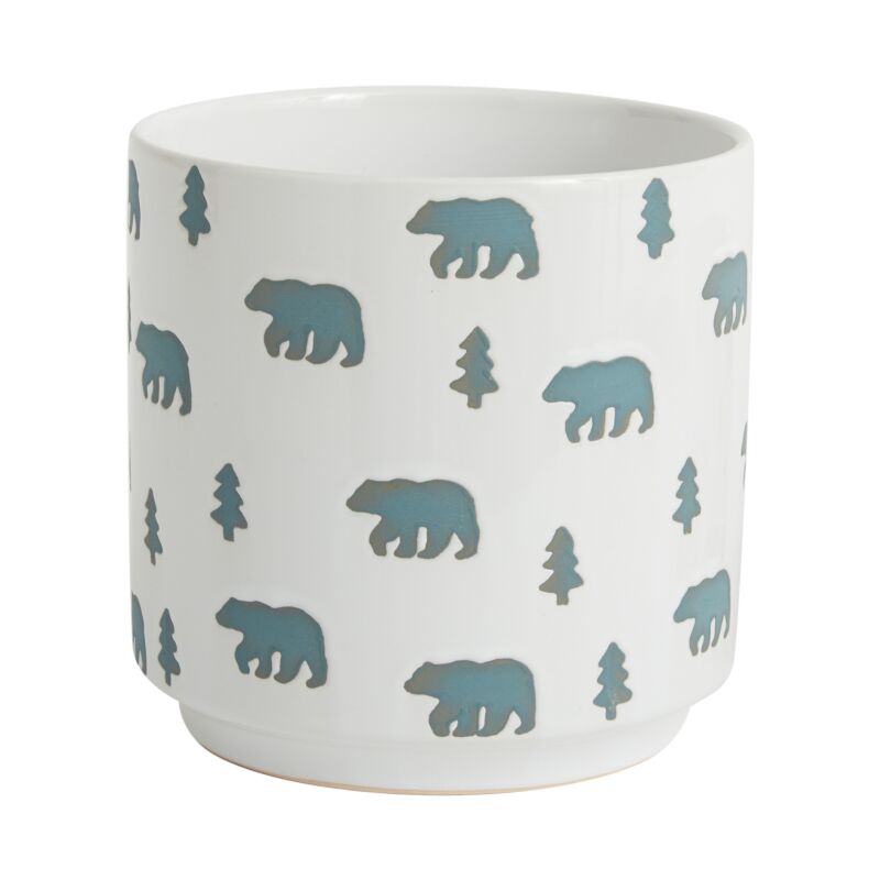Design Shop White Grizzly Pot, 6.25" X 6.5"