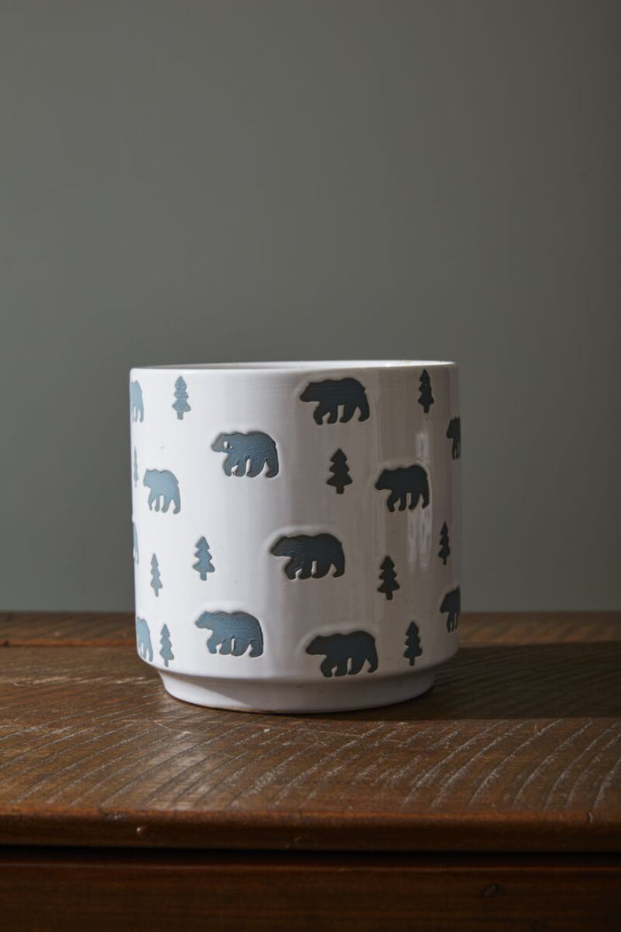 Design Shop White Grizzly Pot, 6.25" X 6.5"