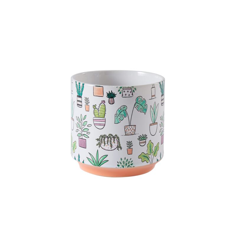 Design Shop Multicolor Plant Icon Pot, 3.25" X 2.75", Set of 2.
