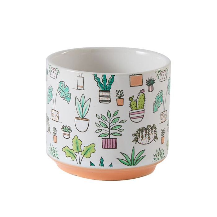 Design Shop Multicolor Plant Icon Pot, 4.75" X 4.5", Set of 2.
