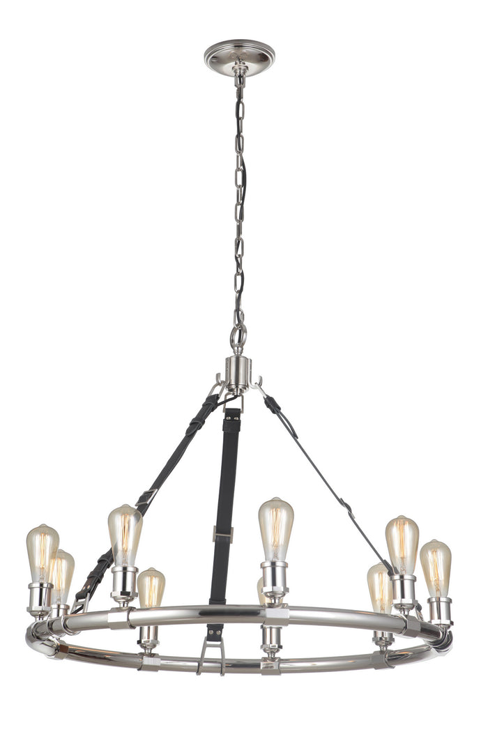 Craftmade Nine Light Chandelier from the Huxley collection in Polished Nickel finish