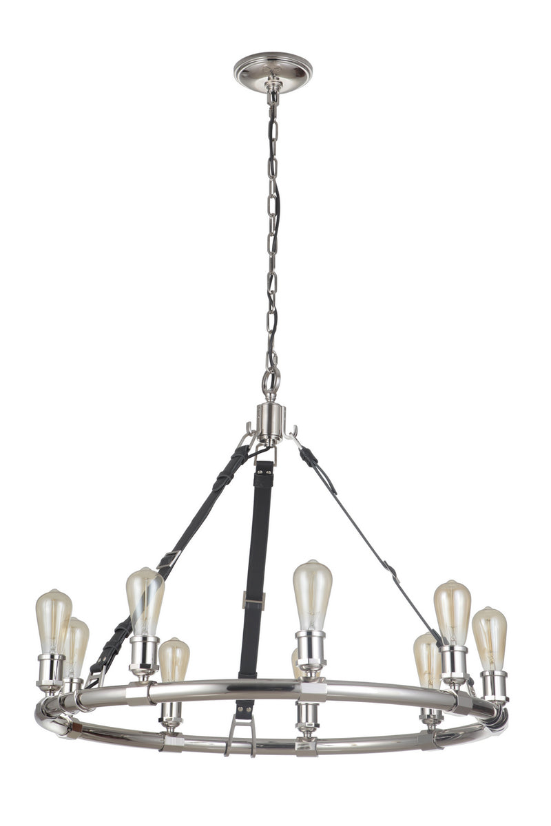 Craftmade Nine Light Chandelier from the Huxley collection in Polished Nickel finish