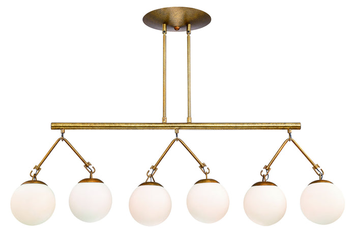 Craftmade Six Light Island Pendant from the Orion collection in Patina Aged Brass finish