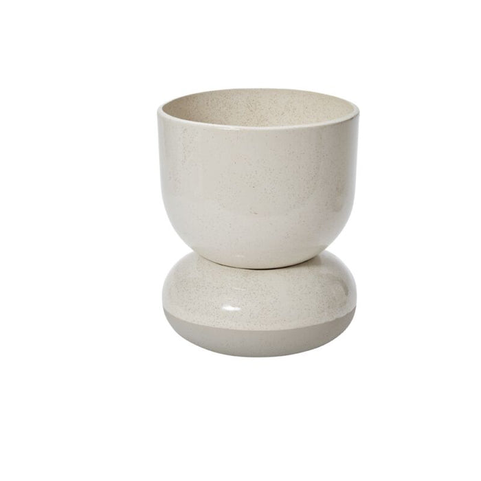 Design Shop Off-White Tartu Pot with Saucer, 8.75" X 10.75"