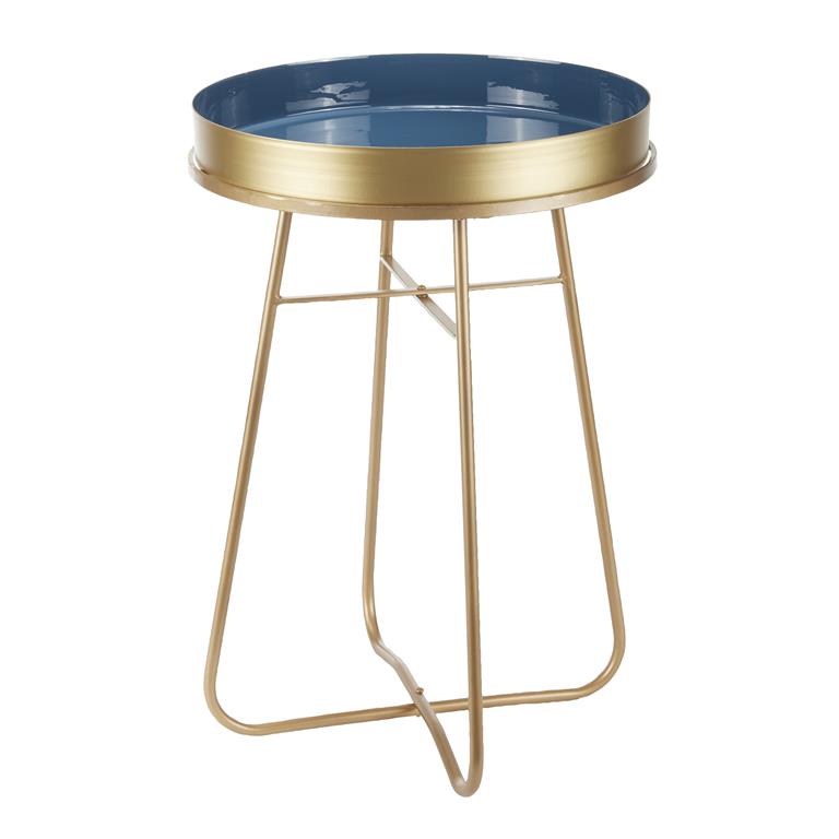 Blue Contemporary Metal Accent Side Table