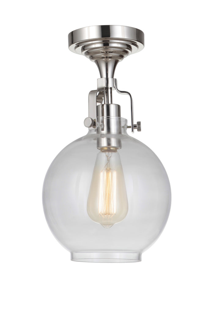 Craftmade One Light Semi Flush Mount from the State House collection in Polished Nickel finish