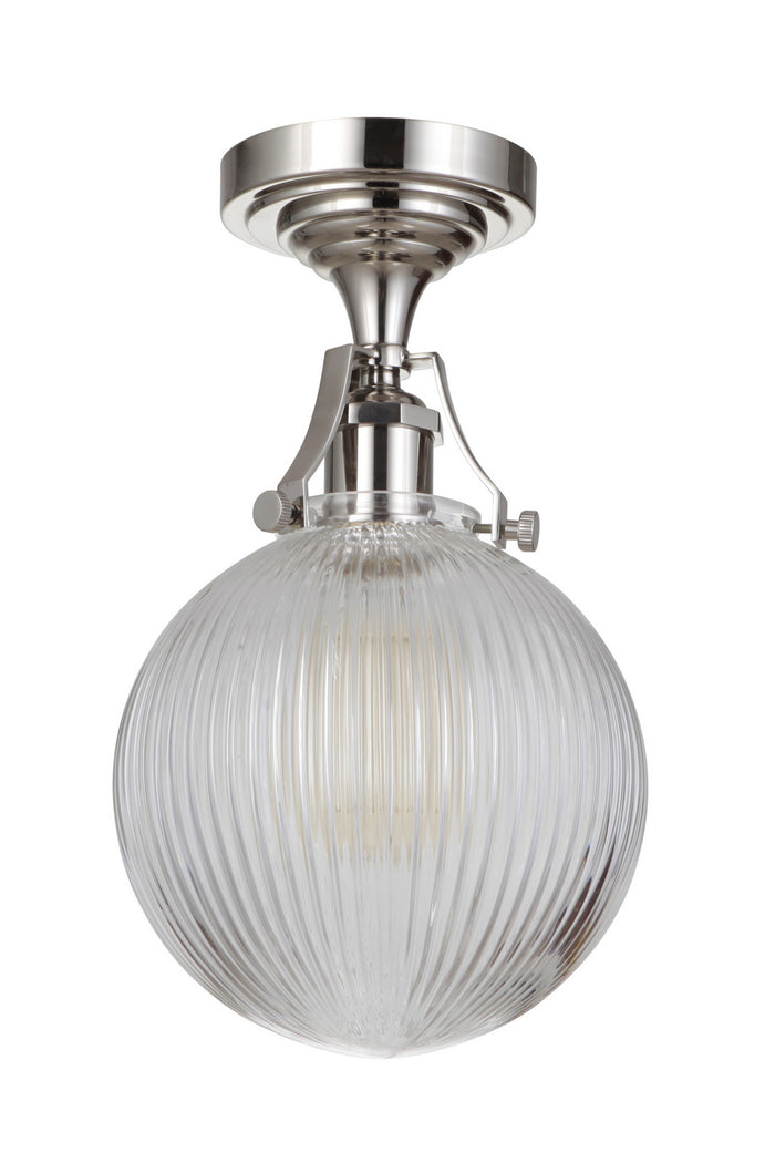 Craftmade One Light Semi Flush Mount from the State House collection in Polished Nickel finish