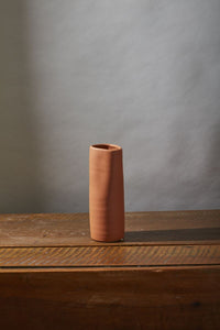 Design Shop Terracotta Vermillion Vase Cylinder, 3.5" X 9"