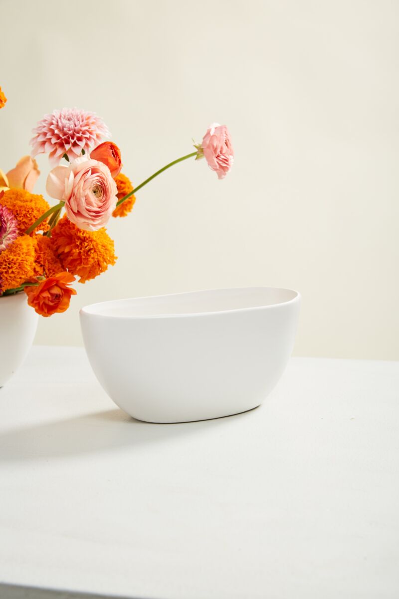 Design Shop White Metta Boat, 8.75" X 4", Set of 2.