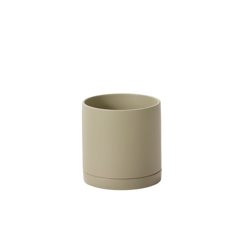 Design Shop Romey Neutral Pot with Saucer 8"x 8"