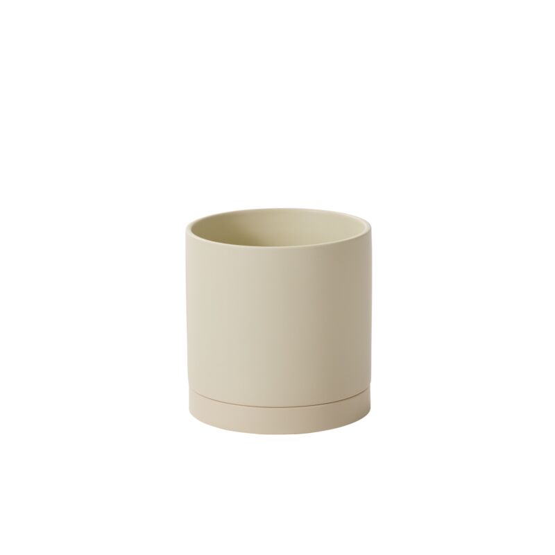 Design Shop Romey Neutral Pot with Saucer 8"x 8"