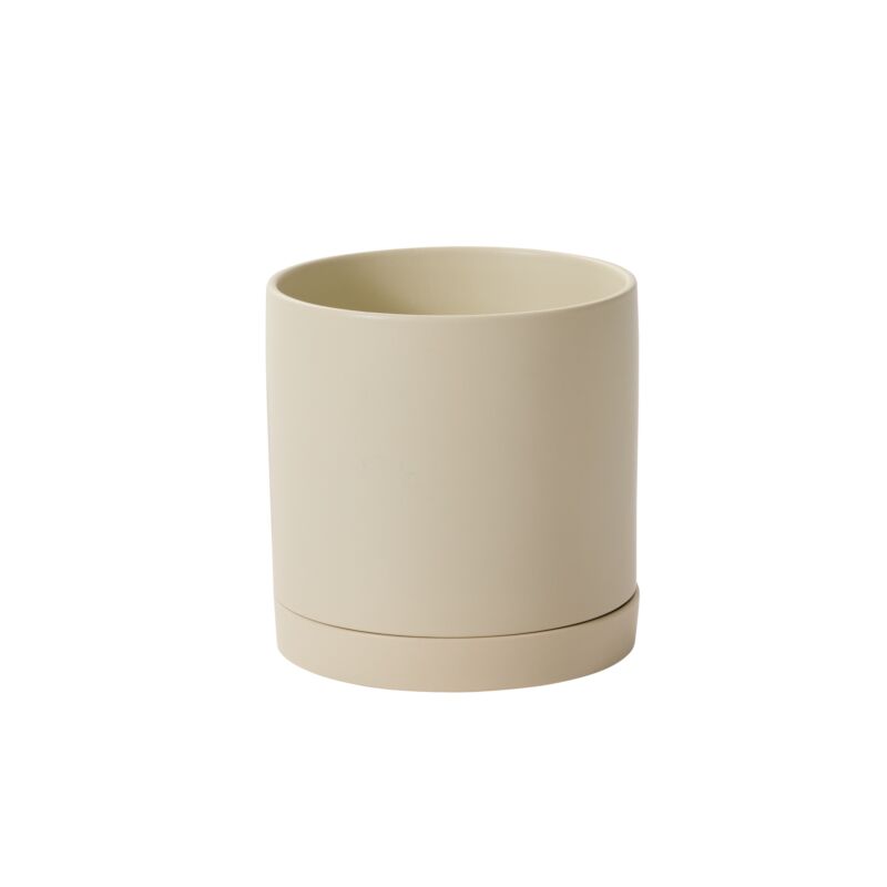 Design Shop Romey Neutral Pot with Saucer 10"x 10"