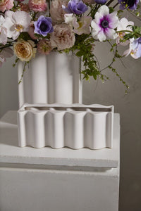 Design Shop Off-White Movement Vase, 12" X 5".