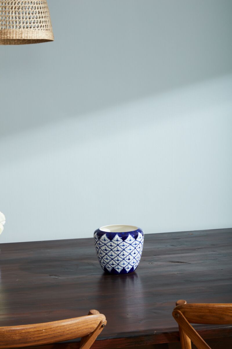 Design Shop Blue Eleanor Collection Pot, 7.25" X 6".