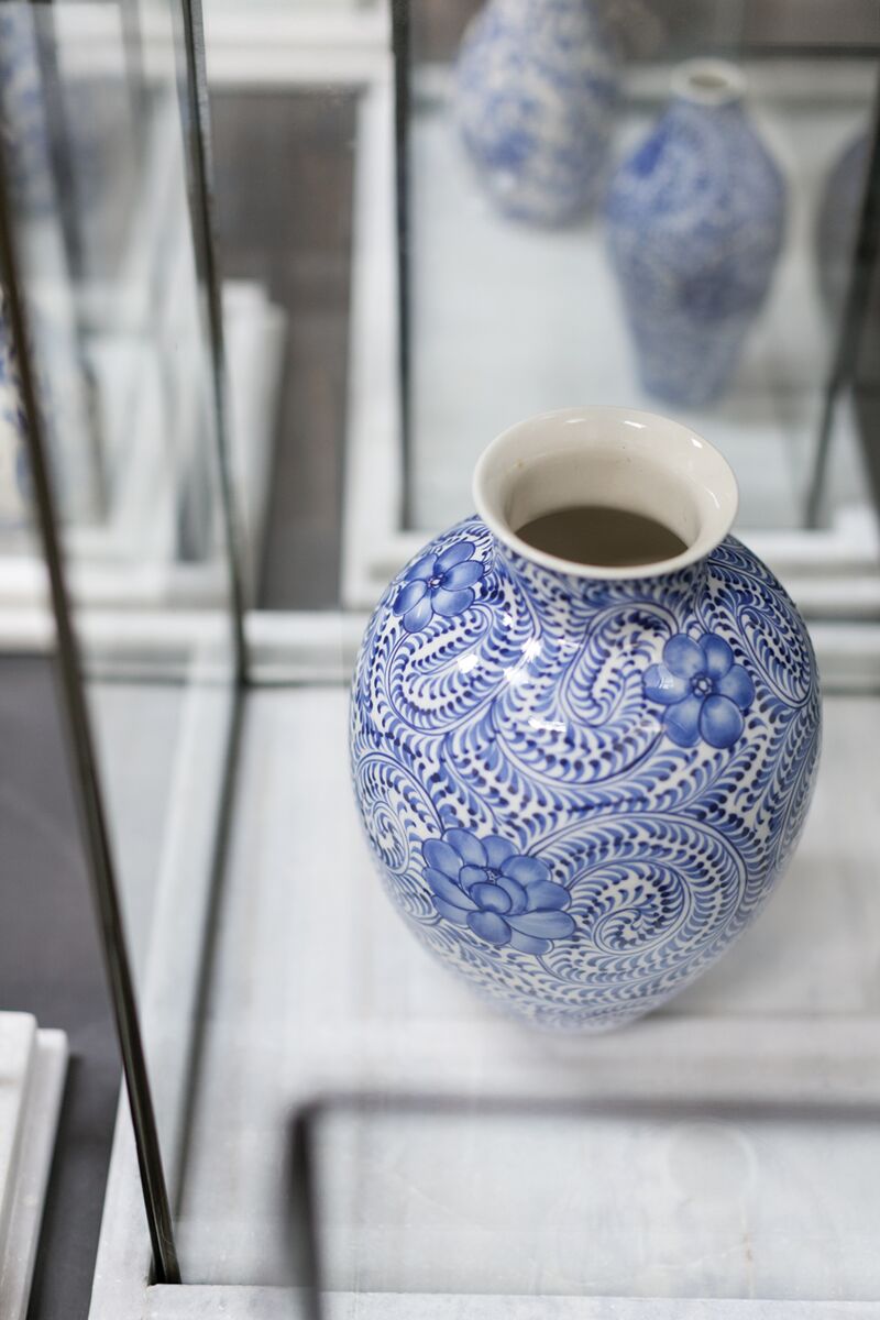 Design Shop Blue Eleanor Collection Vase, 6.5" X 9.5".